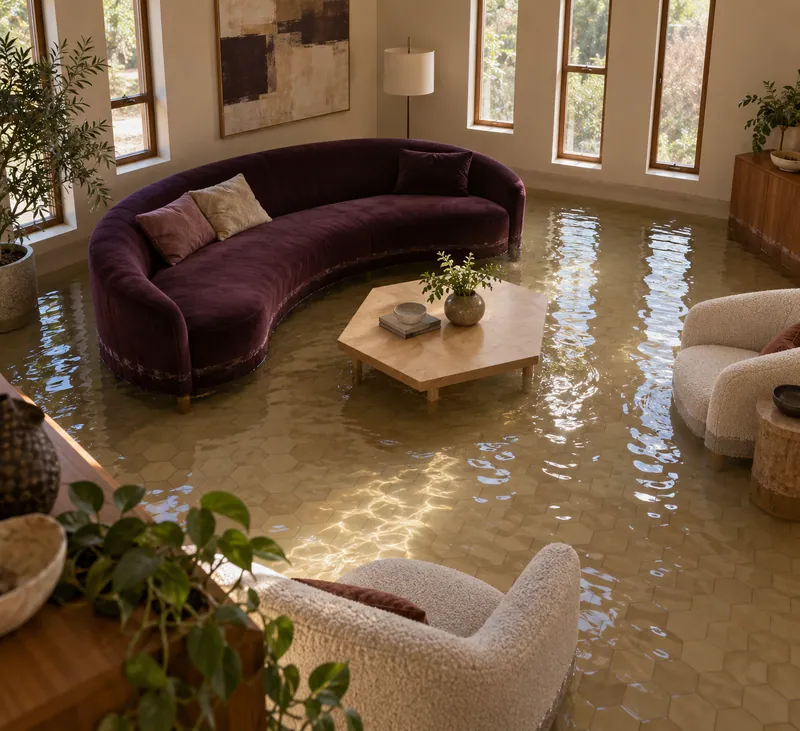 Water Extraction Near Robin Bledsoe Park — standing water around submerged furniture feet