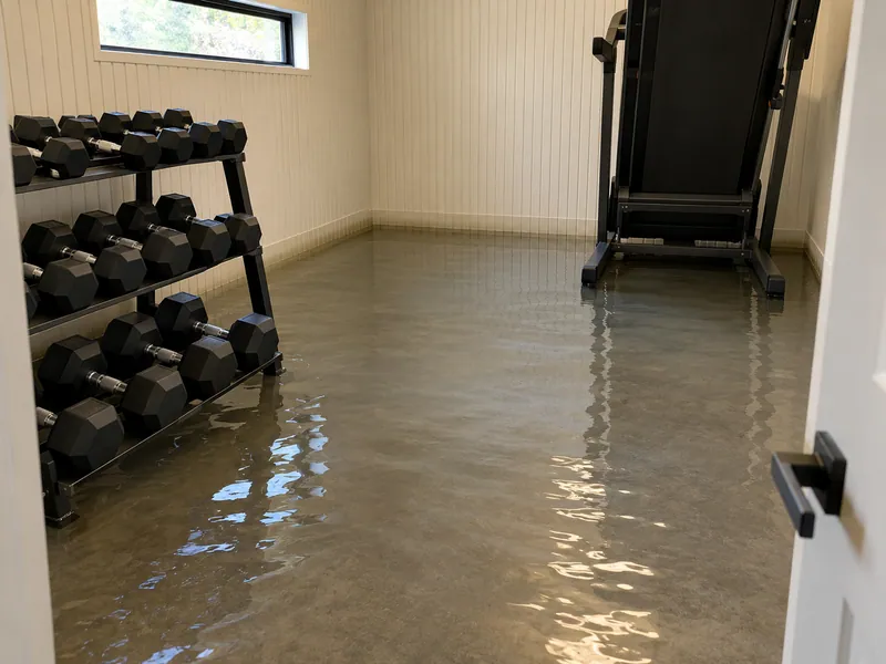 Water Extraction Near Mason Homestead — standing water around submerged furniture feet