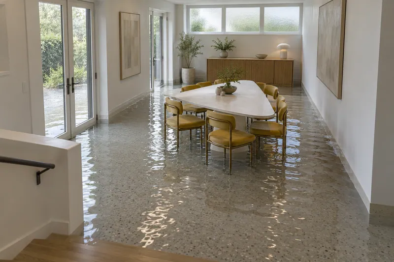 Water Extraction in Leander — standing water around dining furniture feet